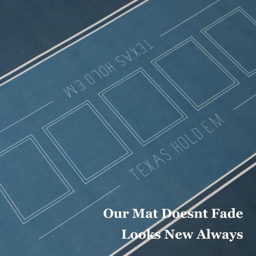 6-Player Poker Mat for Table | Foldable Texas Holdem Card Tabletop Layout | Portable Anti-Slip Rubber Board Game Mat Cloth with Carrying Bag for Poker Games, Blackjack, Casino (47 X 23Inch)