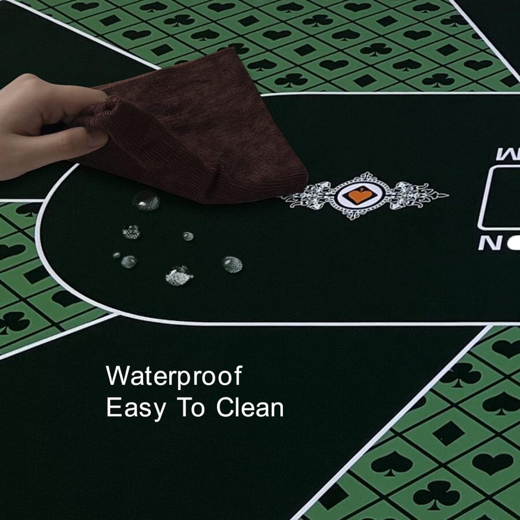CONTINUE Poker Table Mat 8-10 Players Texas Holdem Poker Mat Professional Poker Mat Anti-Slip Rubber Poker Table Top Layout with Carrying Bag for Poker Games, Blackjack, Casino （Rectangle Green）