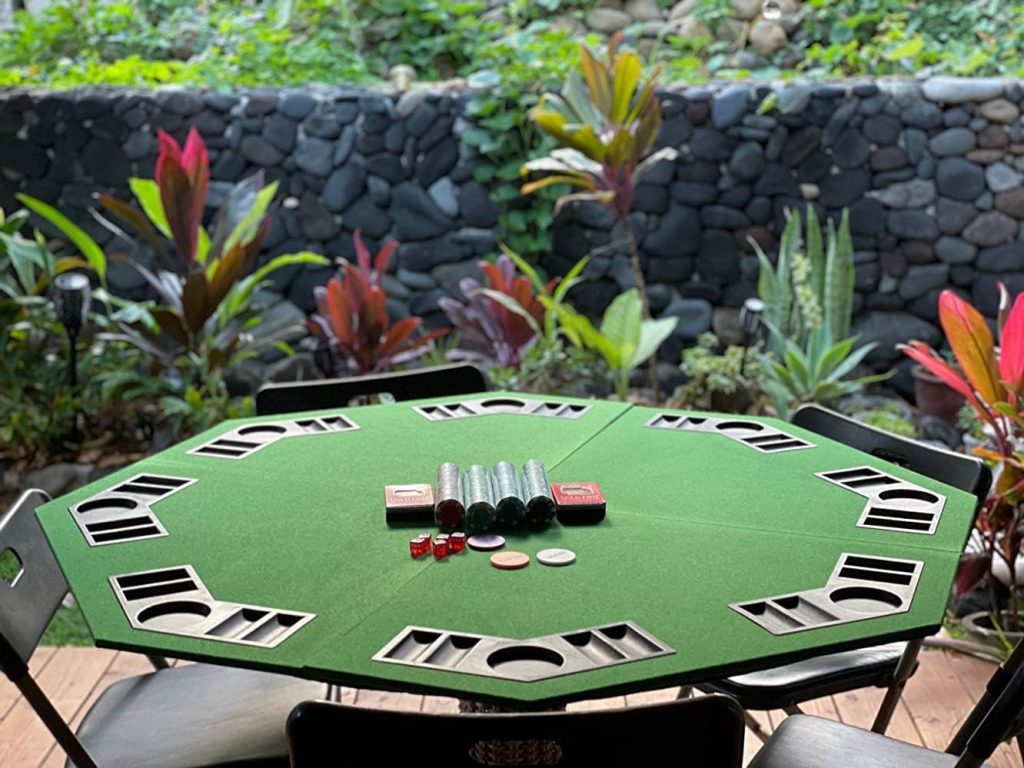 EVIEUN 48 8-Player Foldable Poker Table Top, Casino Texas Holdem Layout, Portable Anti-Slip Blackjack Poker Table Mat with Carrying Bag for Family Games Casino