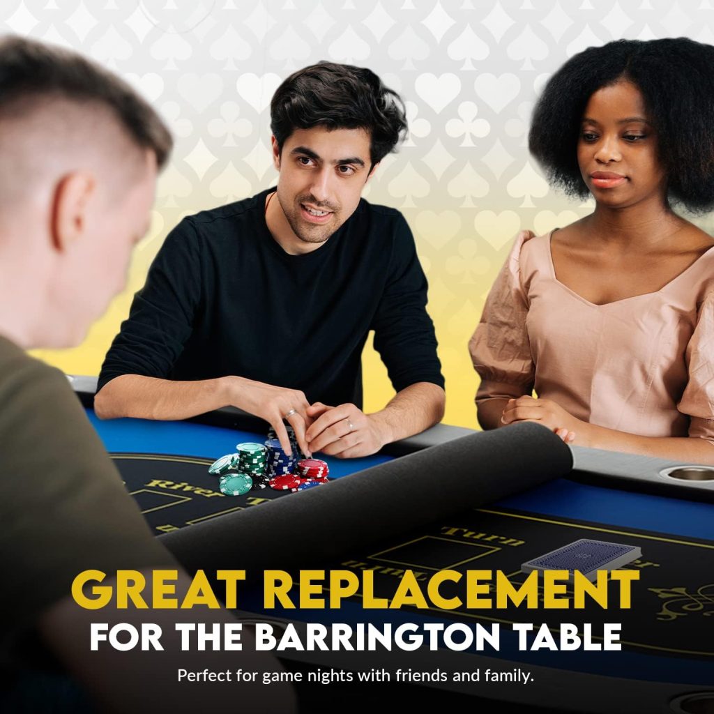 Feltectors Professional Poker Table Top Mat Blue 10 Person Casino Style Neoprene Travel Foladable Card Game Playmat Table Cover 73 Inches x 31.5 Inches