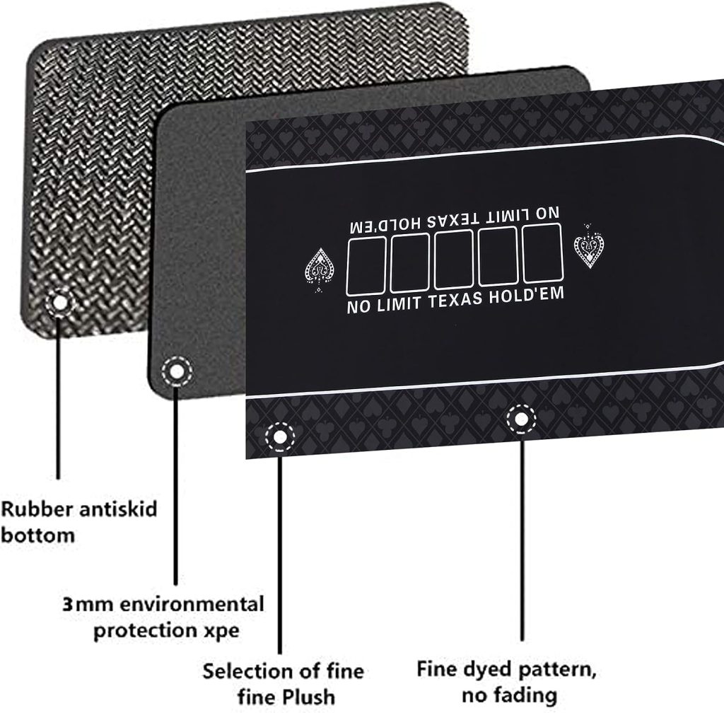 FURUISEN 70 x 35 Inch Texas Holdem Poker Mat for Table, Portable Poker Table Top with Smooth Premium Surface, Noise Reduction, and Carrying Case for Professional Poker Games Casino Games