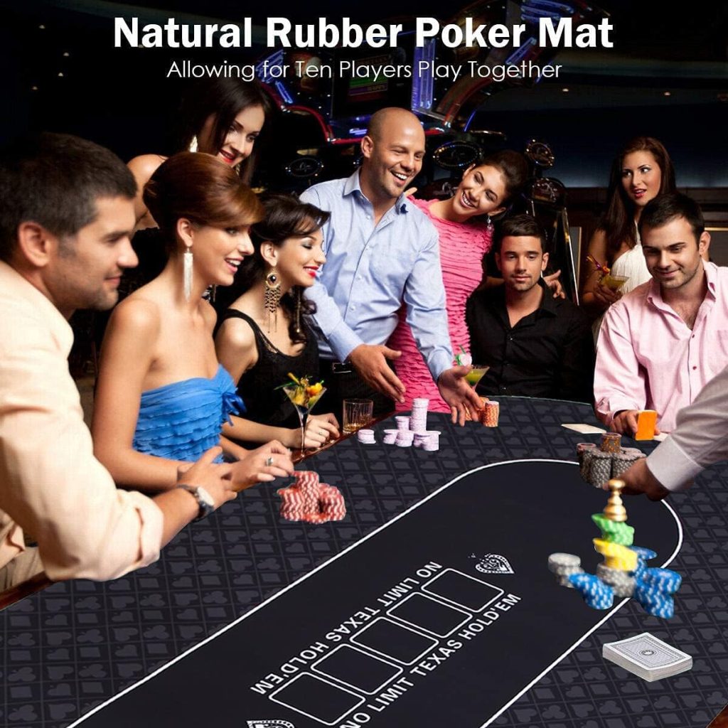 FURUISEN 70 x 35 Inch Texas Holdem Poker Mat for Table, Portable Poker Table Top with Smooth Premium Surface, Noise Reduction, and Carrying Case for Professional Poker Games Casino Games