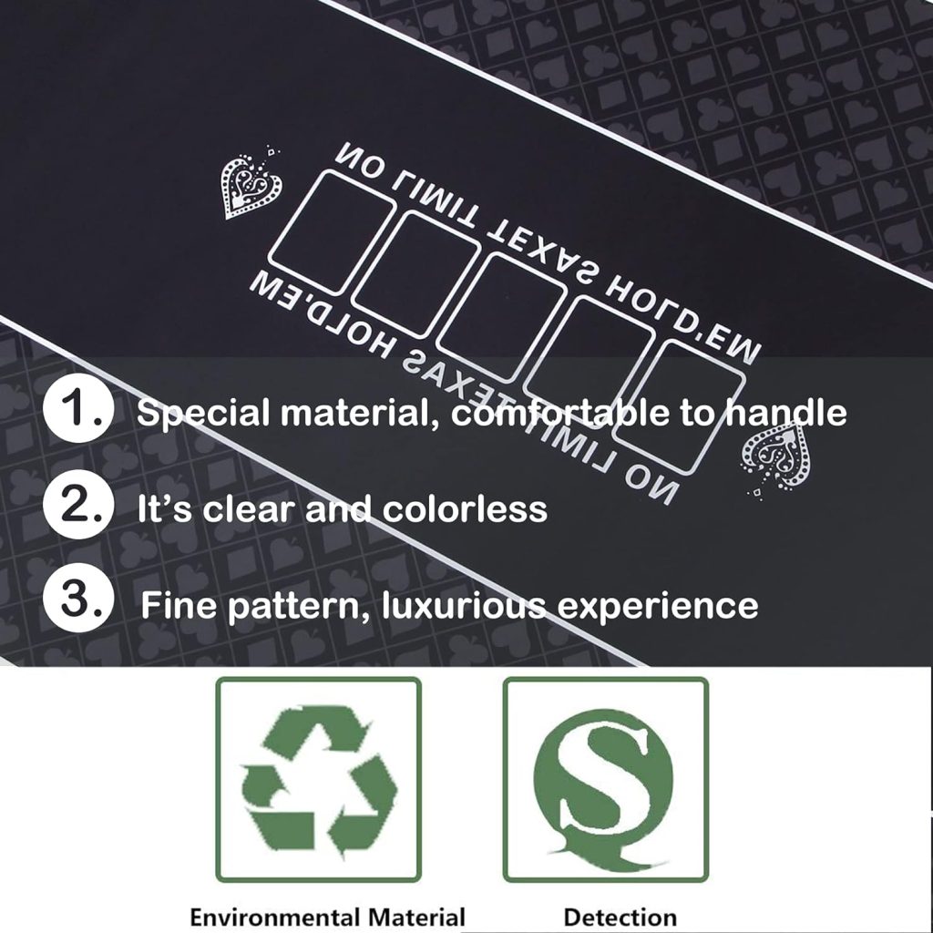 FURUISEN 70 x 35 Inch Texas Holdem Poker Mat for Table, Portable Poker Table Top with Smooth Premium Surface, Noise Reduction, and Carrying Case for Professional Poker Games Casino Games