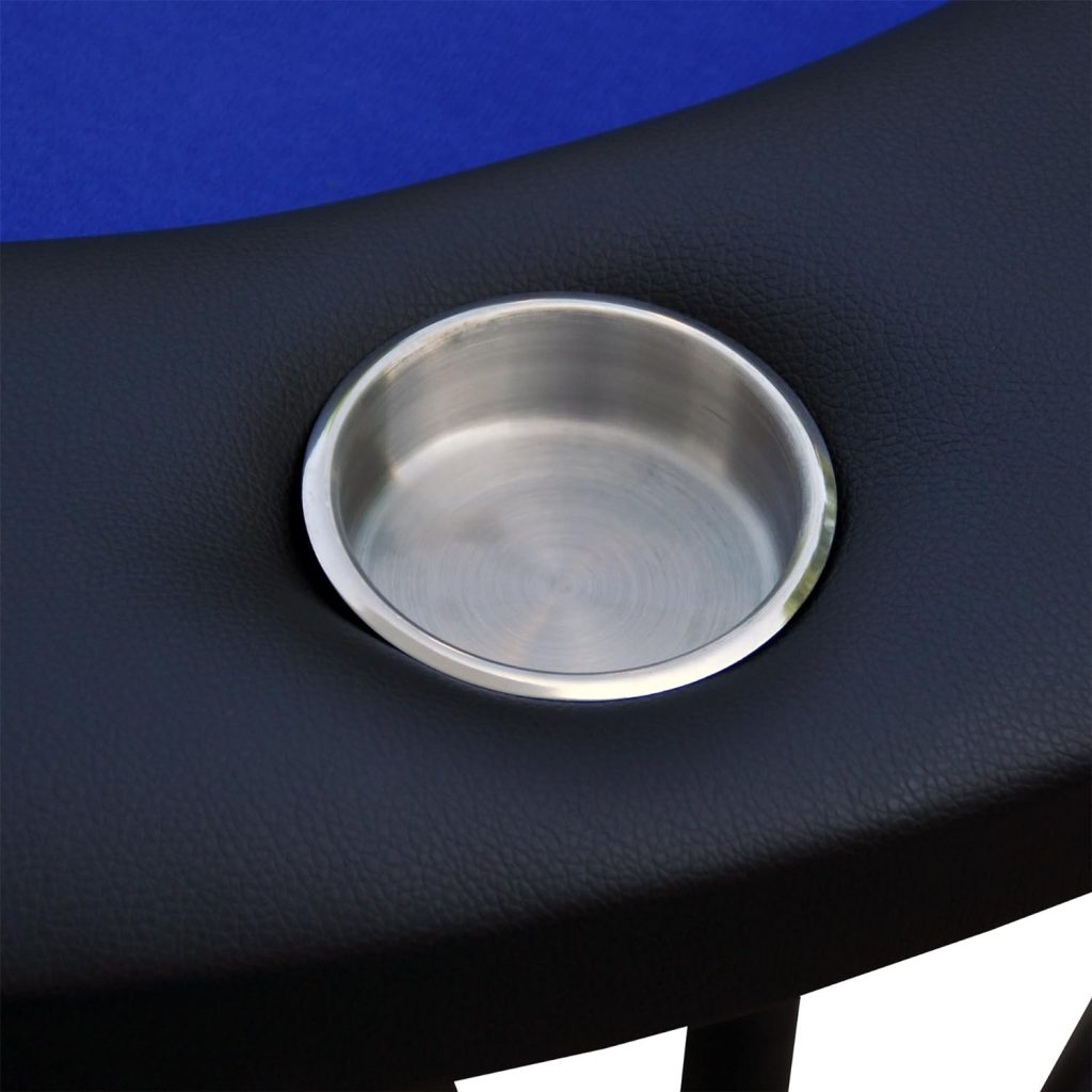 IDS Poker 73 Light Series Poker Table with Padded Rails Cup Holders Felt Foldable Legs, Blue