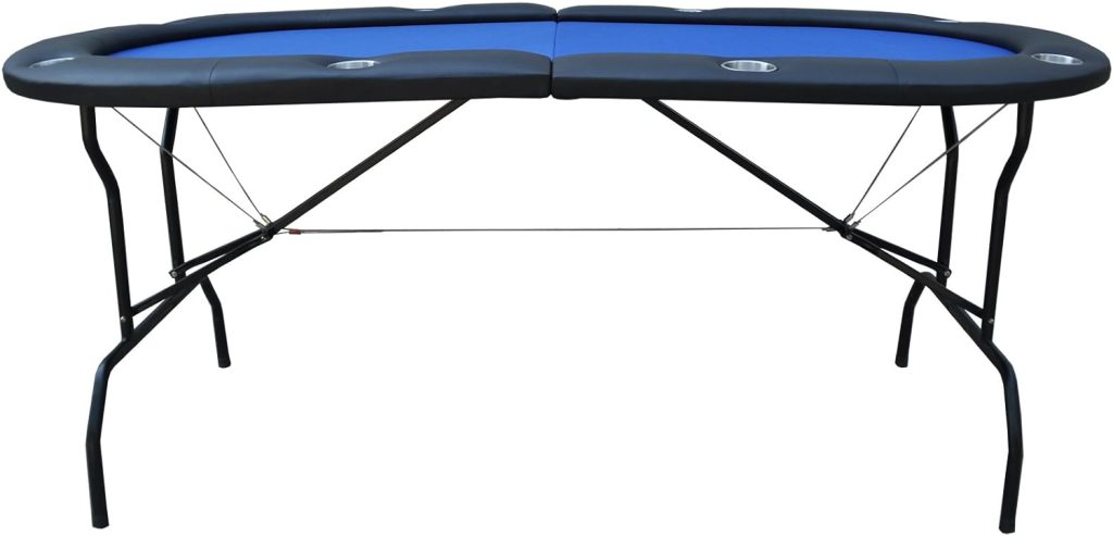 IDS Poker 73 Light Series Poker Table with Padded Rails Cup Holders Felt Foldable Legs, Blue