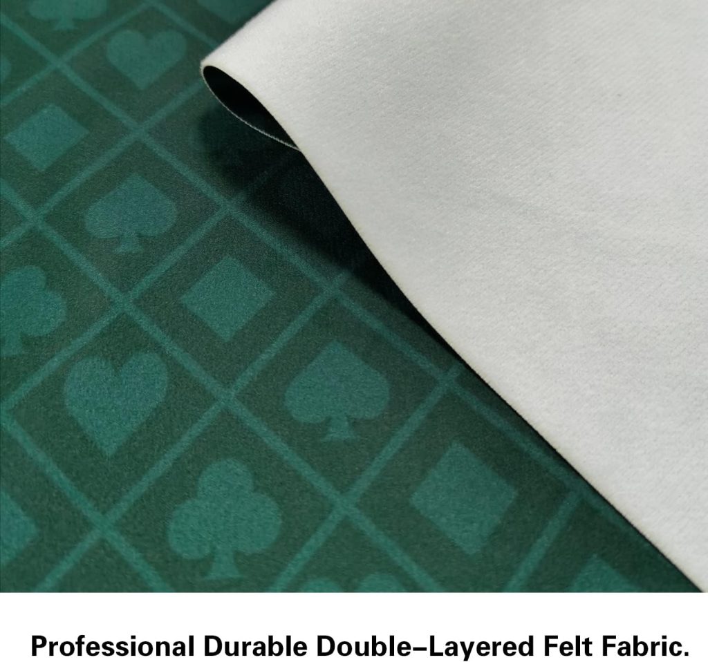 LUCKIN SPORTS 108 X 56 Inches Texas Holdem Professional 10 Players Poker and Gambling Tablecloth, 100% Durable Fabric Felt, Dustproof and Waterproof, Washable and Ironable (Green)