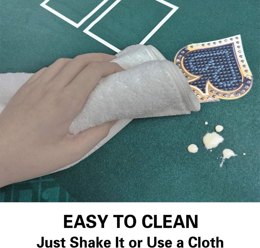 LUCKIN SPORTS 108 X 56 Inches Texas Holdem Professional 10 Players Poker and Gambling Tablecloth, 100% Durable Fabric Felt, Dustproof and Waterproof, Washable and Ironable (Green)