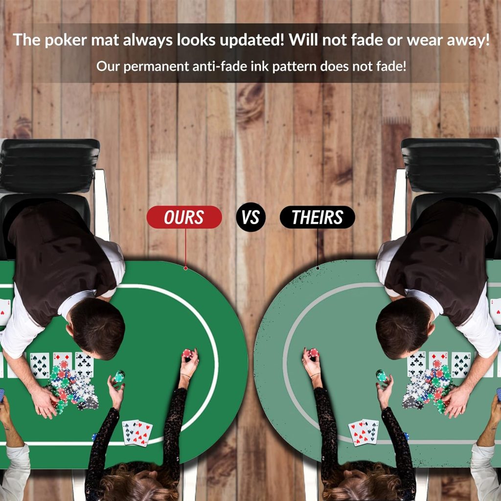 nuveti 71 x 35/47 x 24/94 x 47 Foldable Texas Poker Card Tabletop Layout Portable Anti-Slip Rubber Board Game Mat with Cup Holders and Carrying Bag Grade Mat