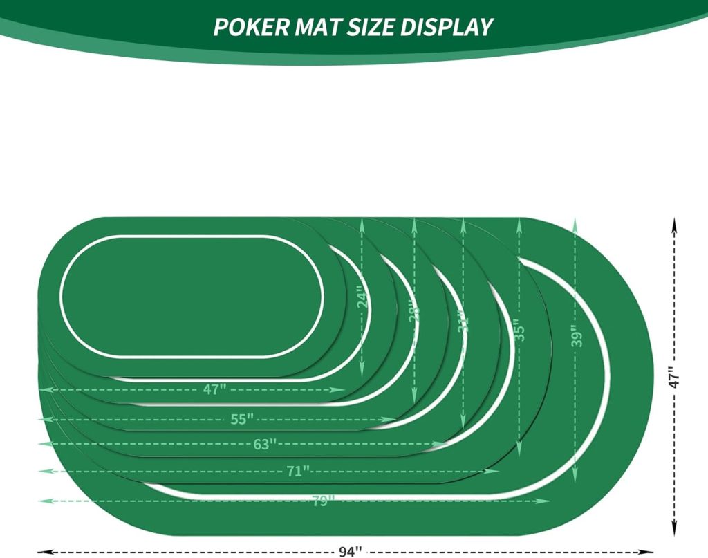 nuveti 71 x 35/47 x 24/94 x 47 Foldable Texas Poker Card Tabletop Layout Portable Anti-Slip Rubber Board Game Mat with Cup Holders and Carrying Bag Grade Mat